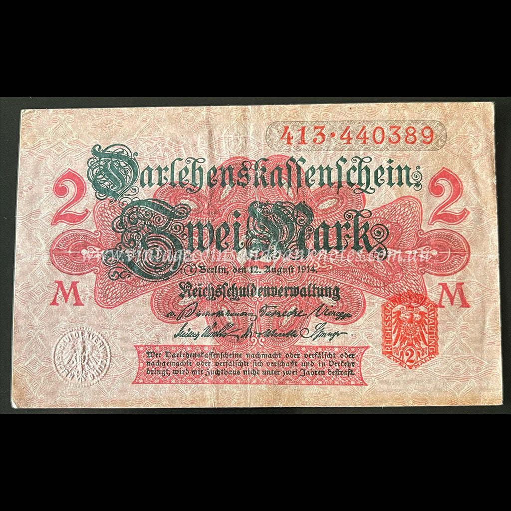 Germany 1914 Darlehenskassenschein 2 Mark VF