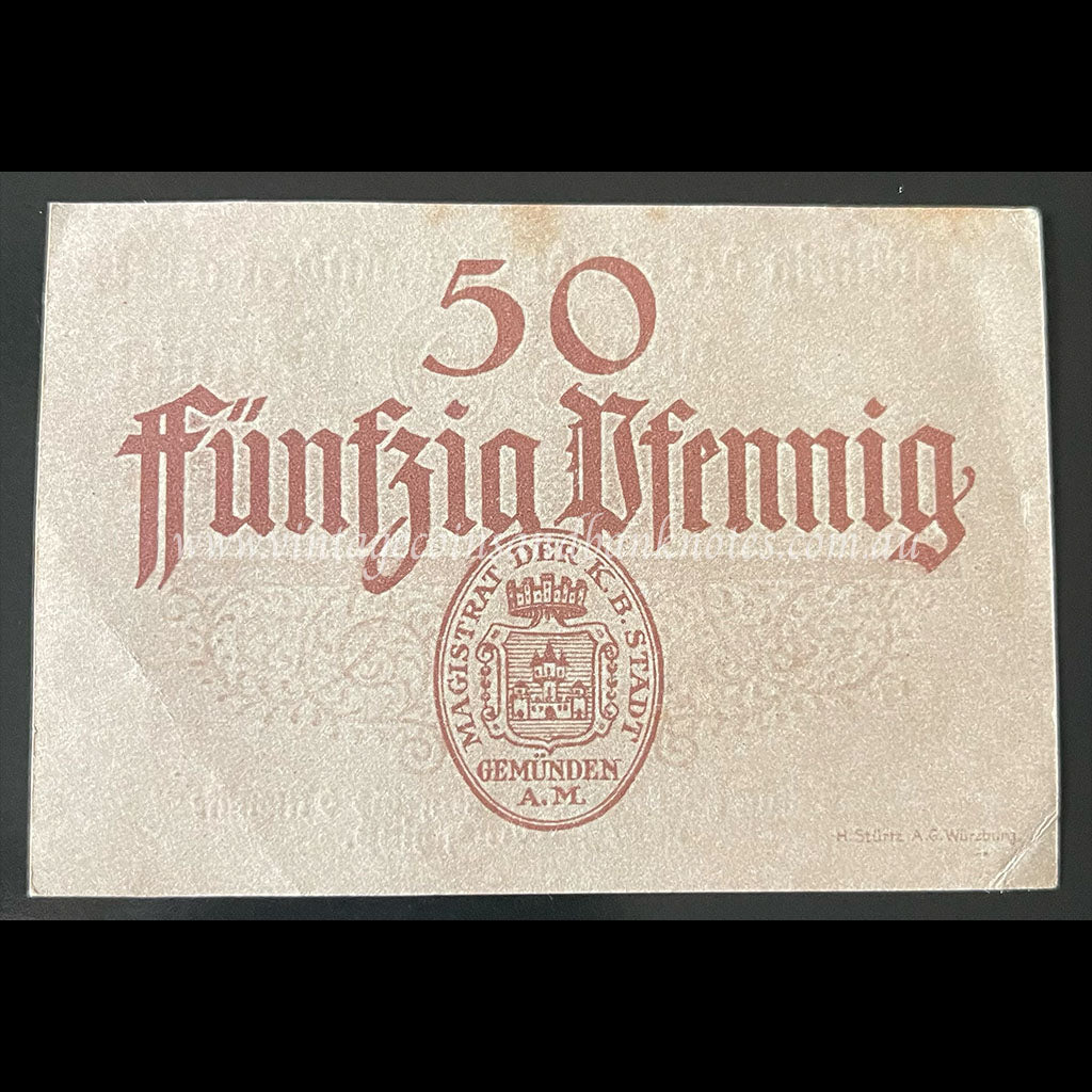Germany ND (1918) 50 Pfennig - Gemünden Notgeld aUNC