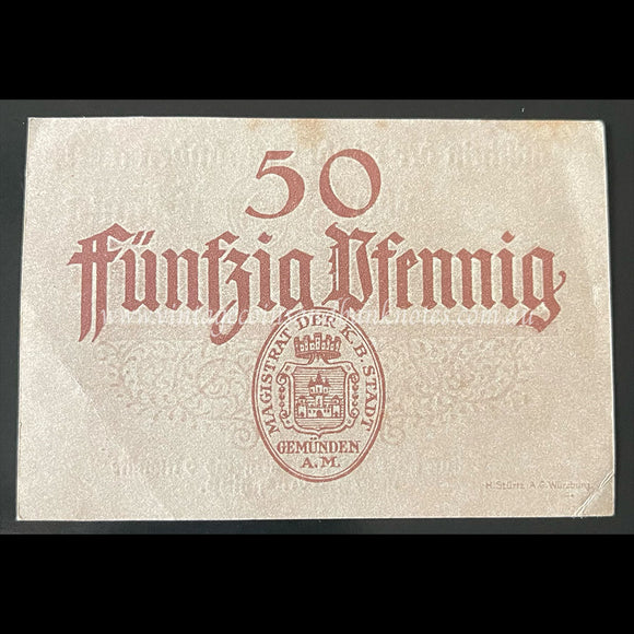 Germany ND (1918) 50 Pfennig - Gemünden Notgeld aUNC