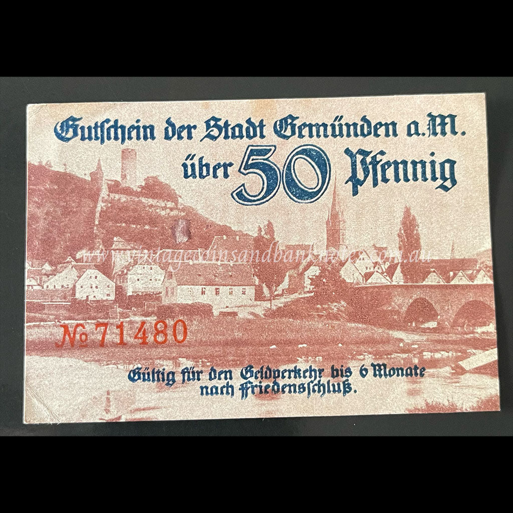 Germany ND (1918) 50 Pfennig - Gemünden Notgeld aUNC