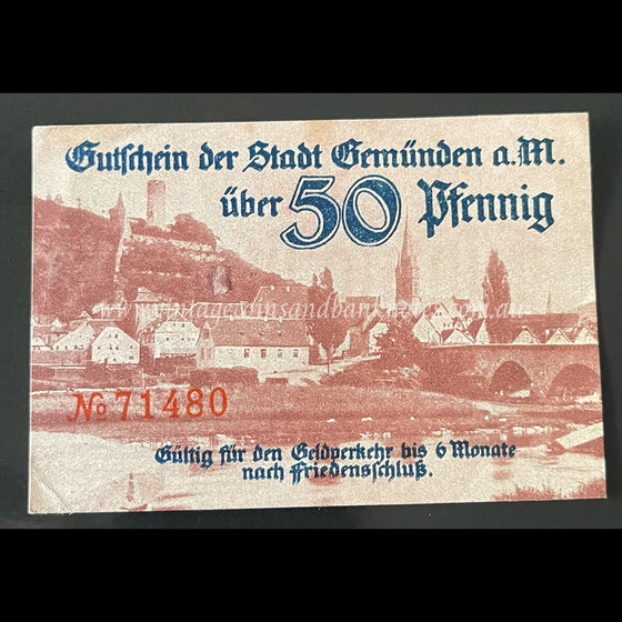 Germany ND (1918) 50 Pfennig - Gemünden Notgeld aUNC