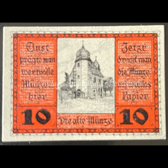 Germany 1919 10 Pfennige - Schleiz Notgeld UNC