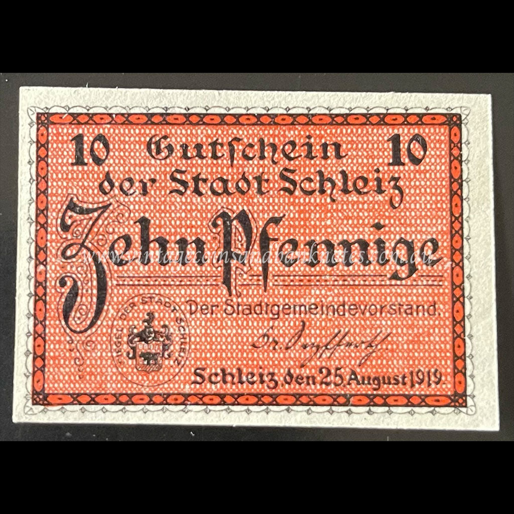 Germany 1919 10 Pfennige - Schleiz Notgeld UNC