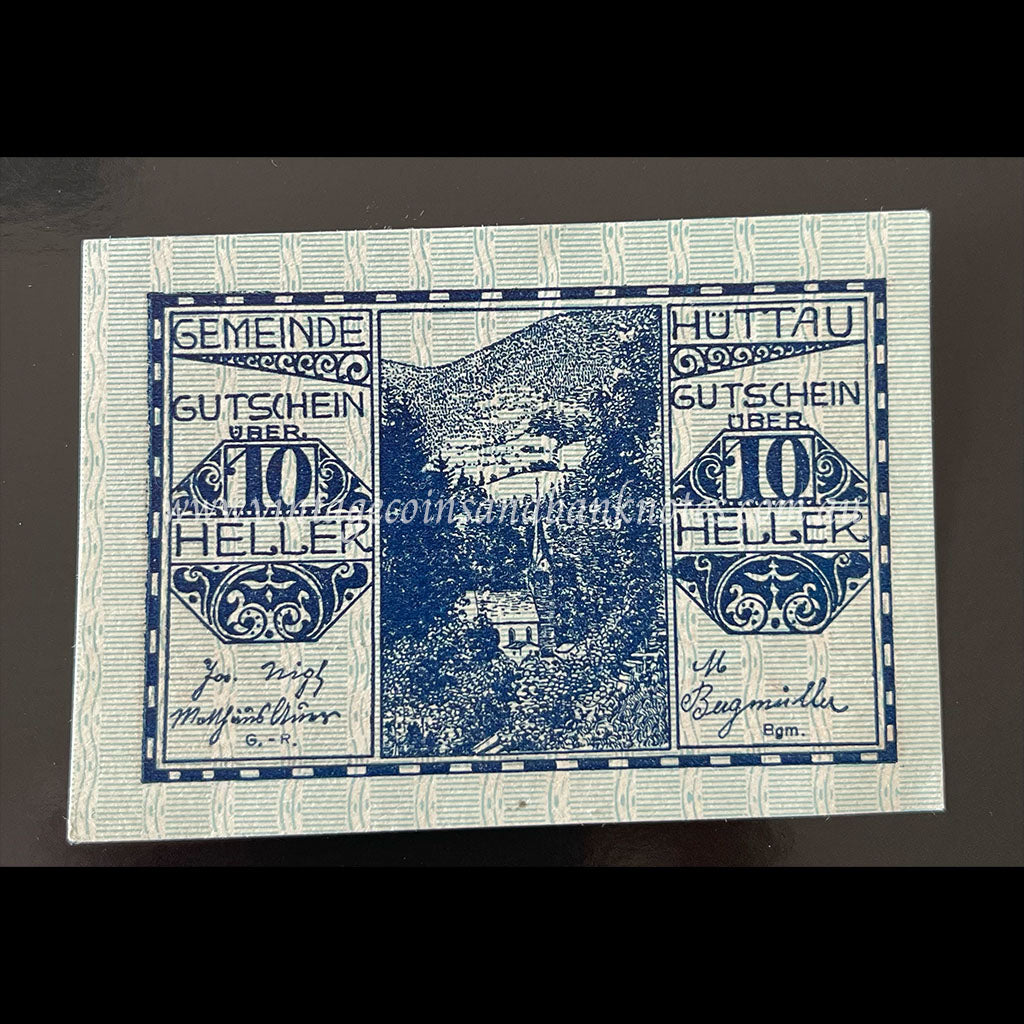 Austria 1920 10 Heller - Hüttau Notgeld UNC