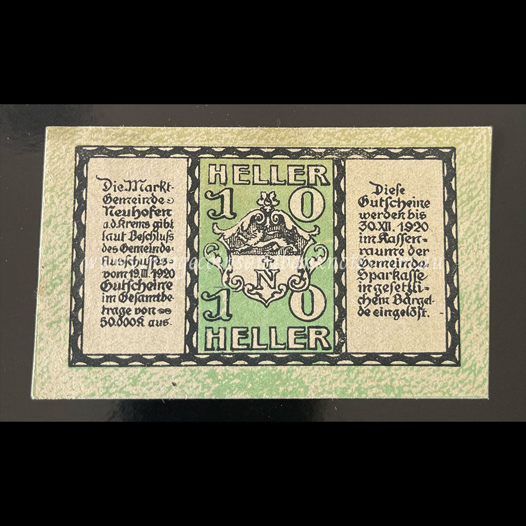 Austria 1920 10 Heller - Neuhofen an der Krems Notgeld aUNC