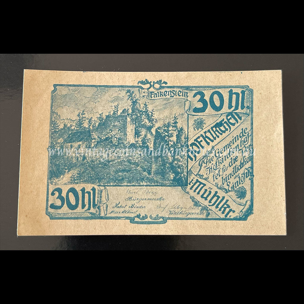 Austria 1920 30 Heller - Hofkirchen im Mühlkreis Notgeld UNC