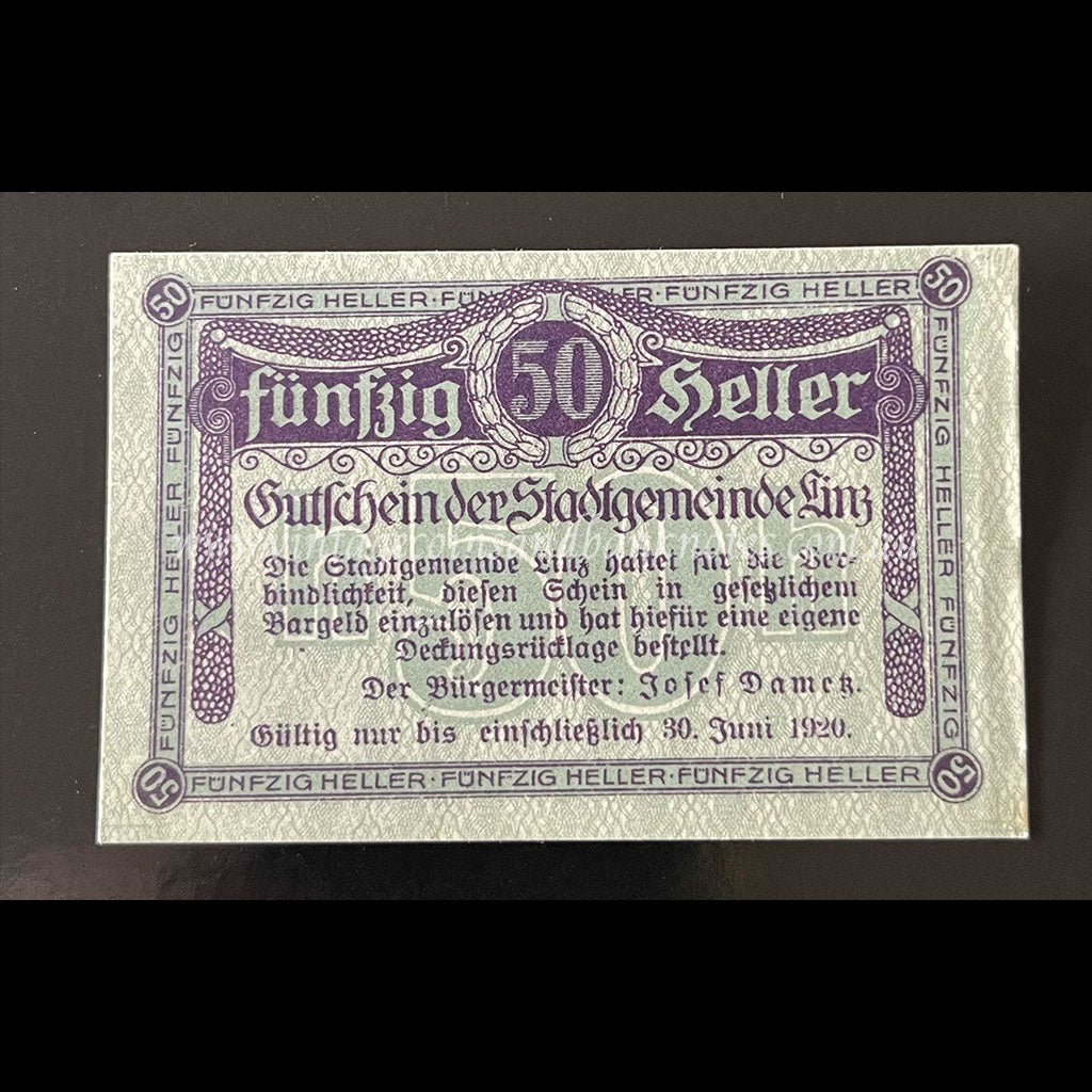 Austria 1920 50 Heller - Linz Notgeld UNC