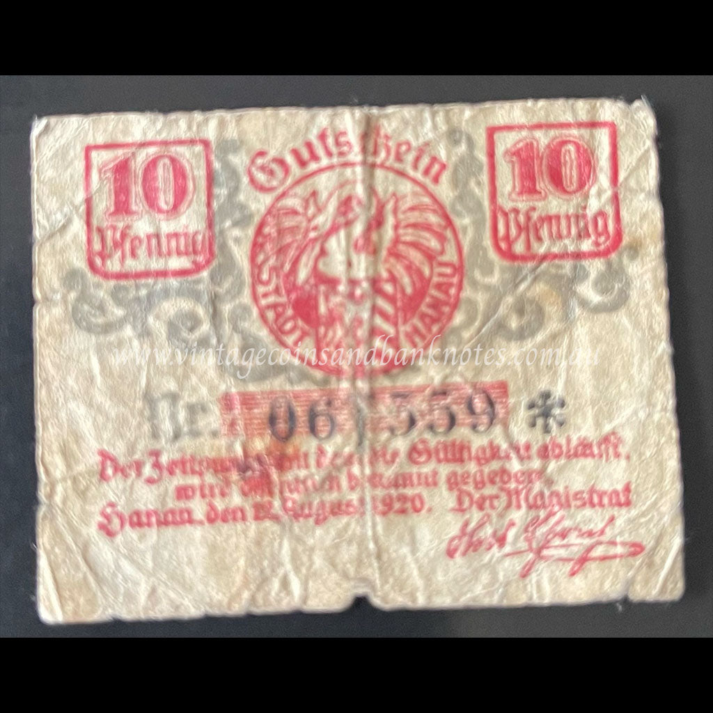Germany 1920 10 Pfennig - Hanau Notgeld VG Star Note
