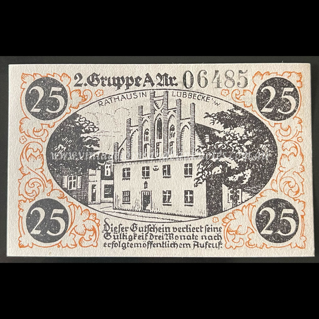 Germany 1920 25 Pfennig - Lübbecke Notgeld UNC