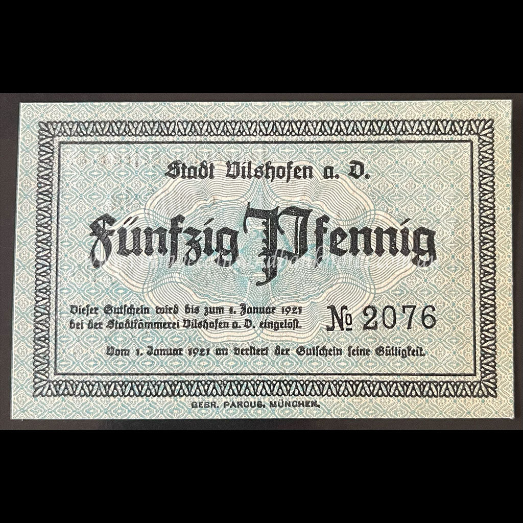 Germany 1920 50 Pfennig - Vilshofen Notgeld UNC