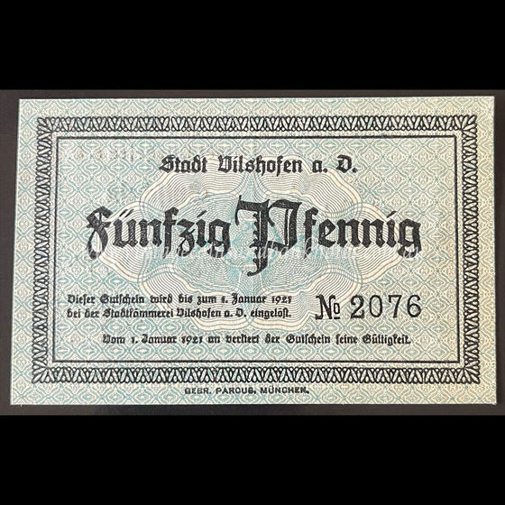 Germany 1920 50 Pfennig - Vilshofen Notgeld UNC