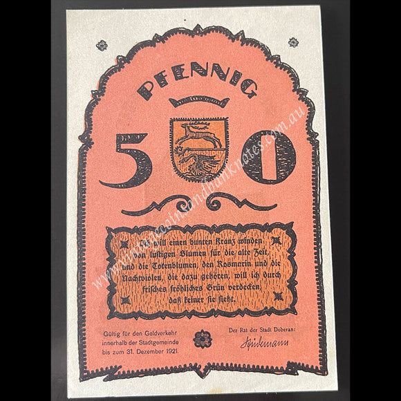Germany 1921 50 Pfennig - Doberan Notgeld aUNC