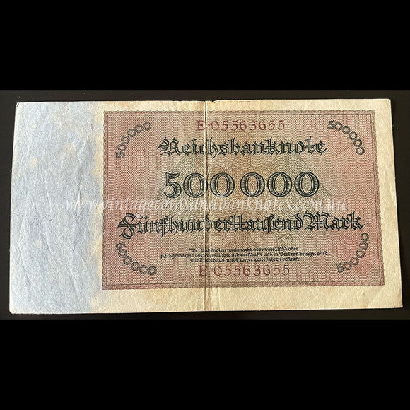 Germany 1923 Reichsbanknote 500,000 Mark gEF