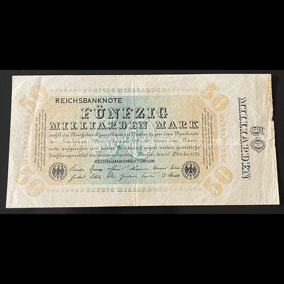 Germany 1923 Reichsbanknote 50 Milliarden Mark aEF