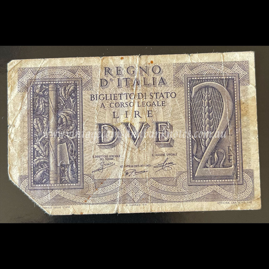 Italy 1939 2 Lire VG
