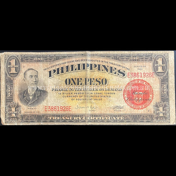 Philippines 1941 1 Peso VG