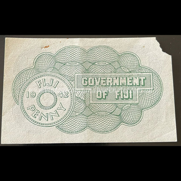 Fiji 1942 One Penny EF - Emergency Issue