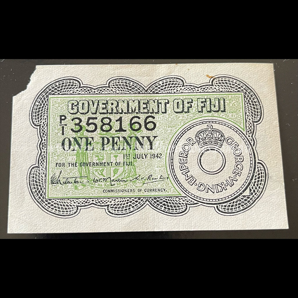 Fiji 1942 One Penny EF - Emergency Issue