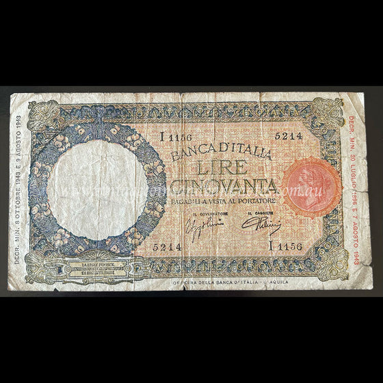 Italy 1943 50 Lire VG