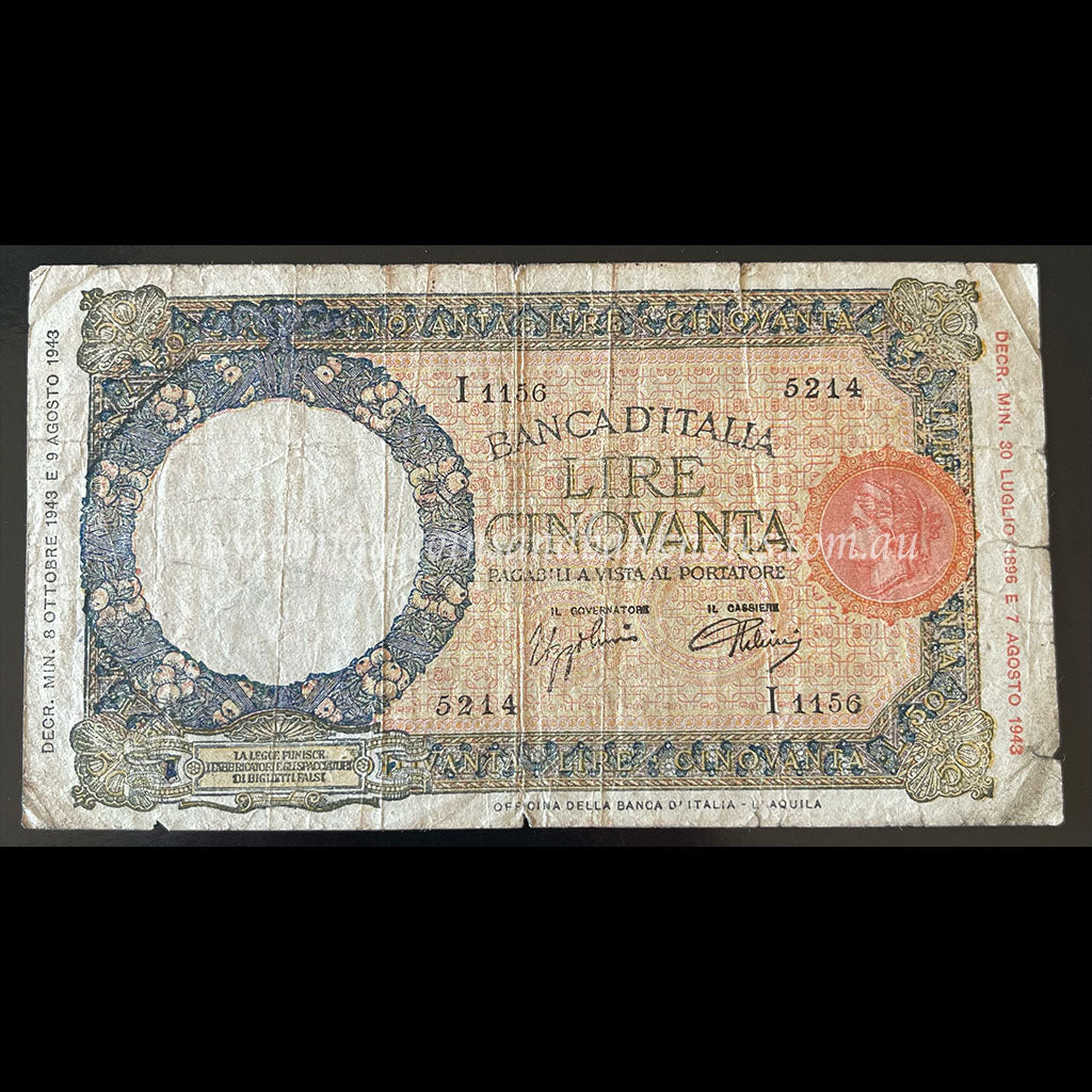 Italy 1943 50 Lire VG