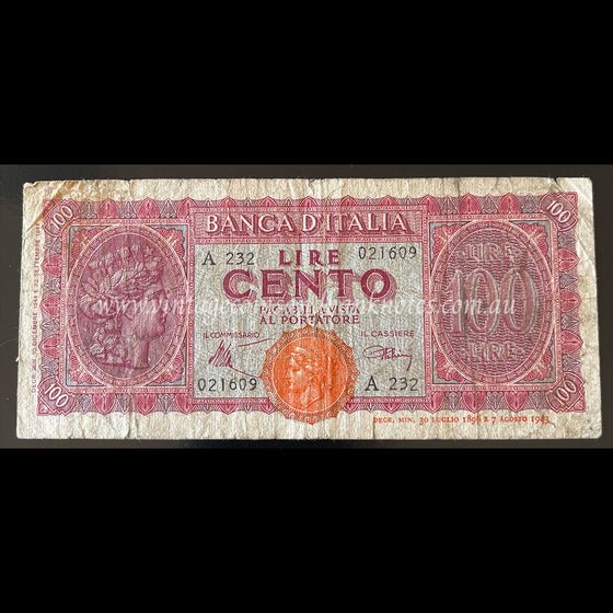 Italy 1944 100 Lire VG