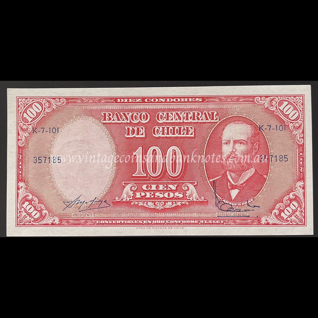 Chile ND (1960-61) 10 Centesimos (on 100 Pesos) UNC