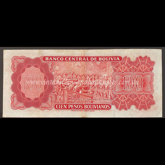 Bolivia ND (L.1962) 100 Pesos Bolivianos gVF