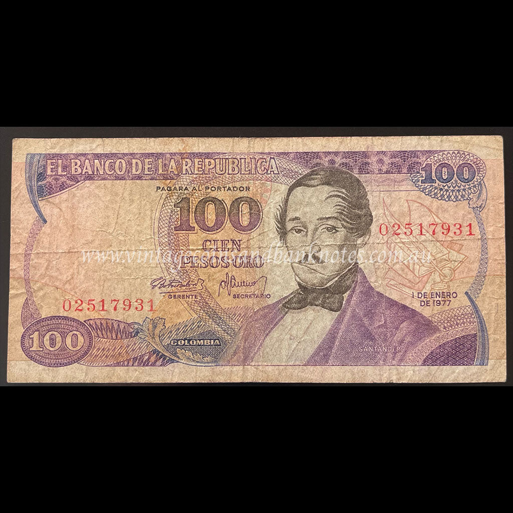 Colombia 1977 100 Pesos Oro VG