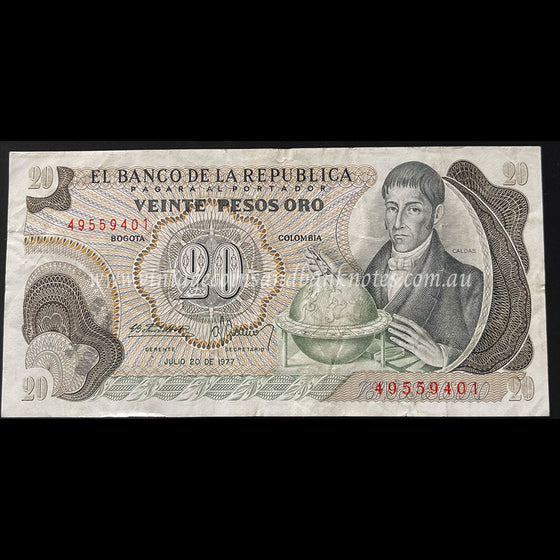 Colombia 1977 20 Pesos Oro VF