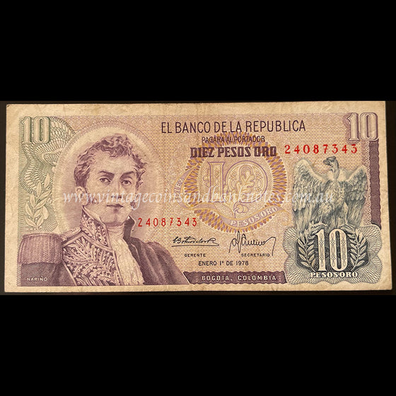 Colombia 1978 10 Pesos Oro VF