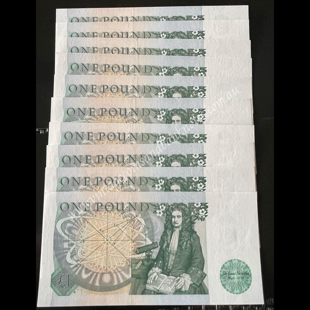 Great Britain ND (1981-84) 1 Pound Consecutive Run of 10 UNC