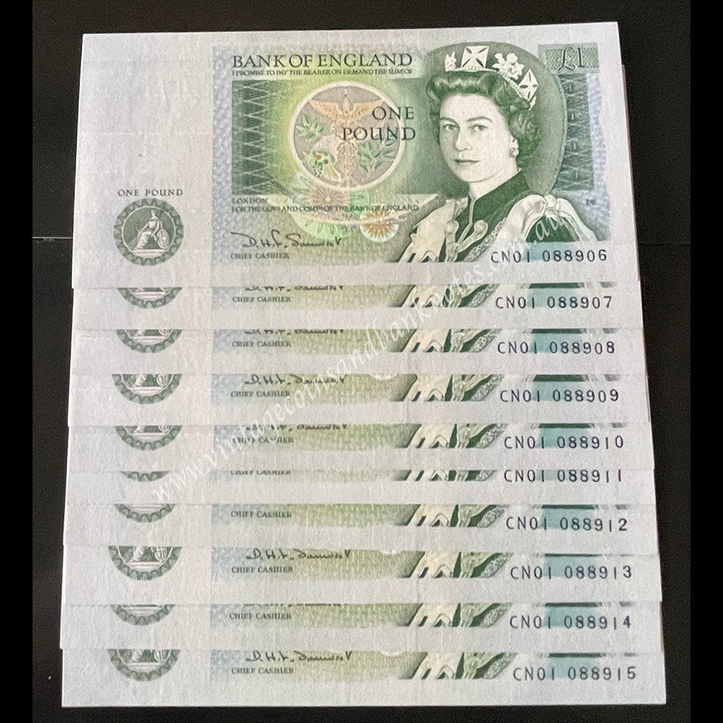 Great Britain ND (1981-84) 1 Pound Consecutive Run of 10 UNC