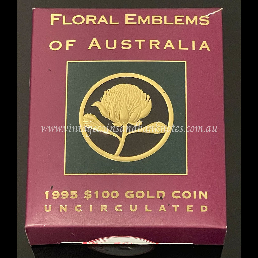 1995 $100 Floral Emblems of Australia Gold Proof Coin - Waratah