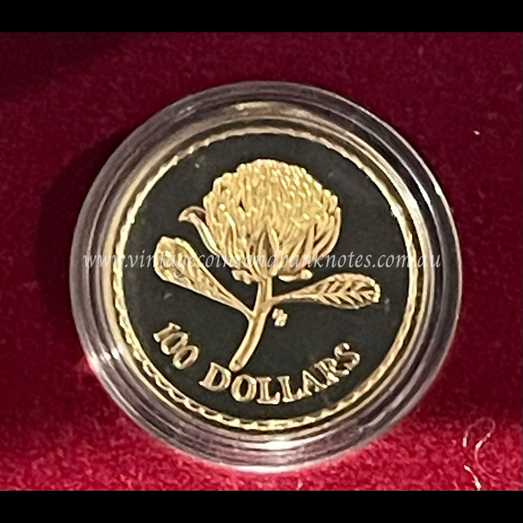 1995 $100 Floral Emblems of Australia Gold Proof Coin - Waratah