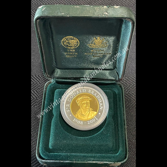 2001 $20 Don Bradman Gold Bi-Metal Proof Coin