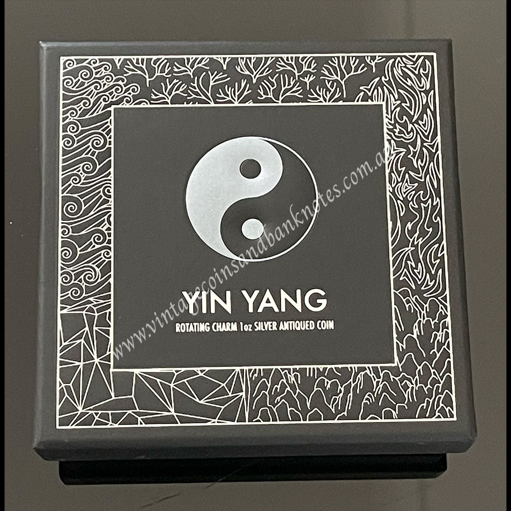 2016 $1 Yin Yang Rotating Charm 1 oz Silver Antiqued Tuvalu Proof Coin