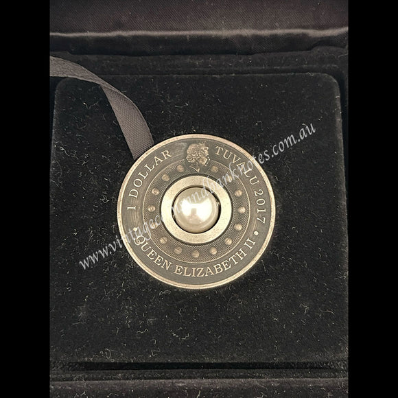 2017 $1 Dragon and Rotating Pearl 1 oz Silver Antiqued Tuvalu Proof Coin