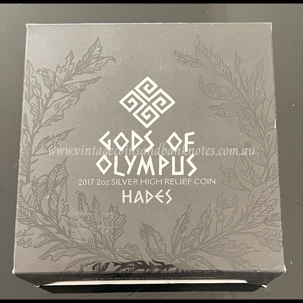 2017 $2 Gods of Olympus Hades 2 oz Silver High Relief Tuvalu Proof Coin