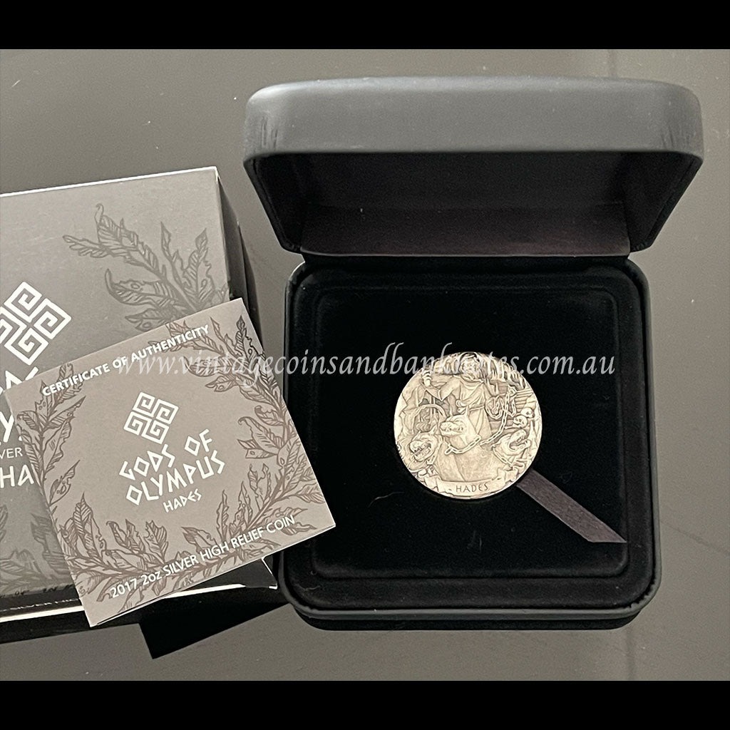 2017 $2 Gods of Olympus Hades 2 oz Silver High Relief Tuvalu Proof Coin
