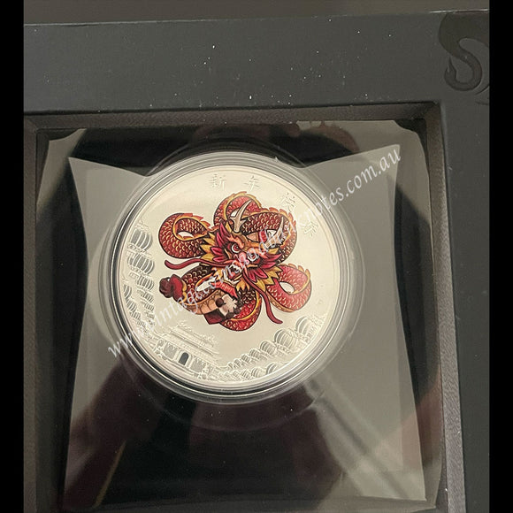 2018 $1 Chinese New Year Dragon 1 oz Silver Tuvalu Proof Coin