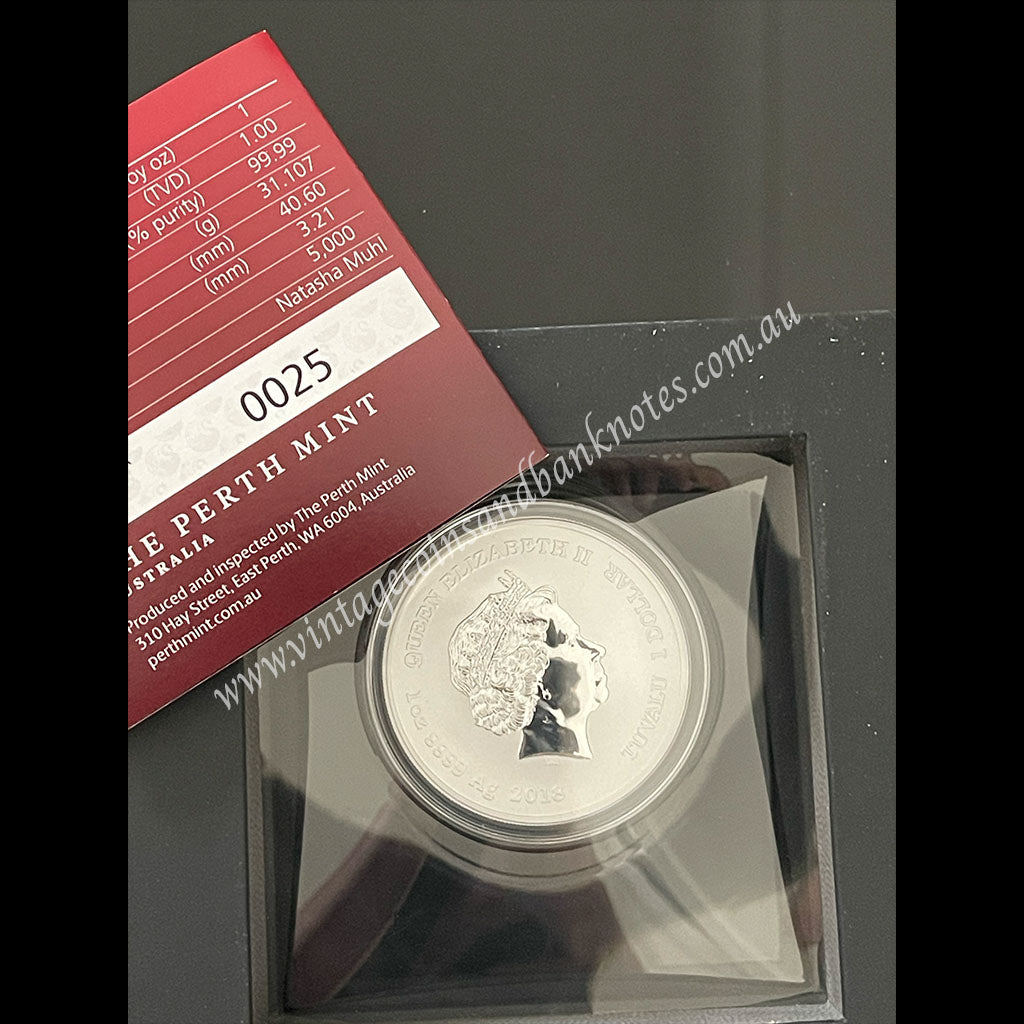 2018 $1 Chinese New Year Dragon 1 oz Silver Tuvalu Proof Coin