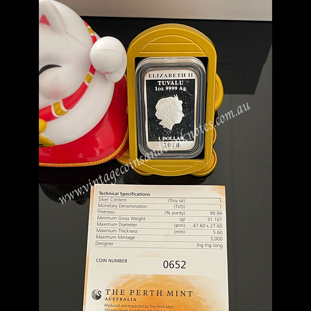 2018 $1 Lucky Cat Tri Colour 1 oz Silver Tuvalu Proof Coin