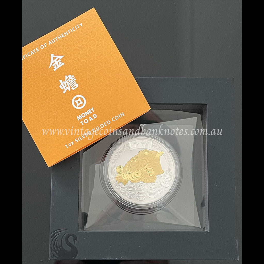 2018 $1 Money Toad 1 oz Silver Gilded in 24 ct Gold Tuvalu Proof Coin
