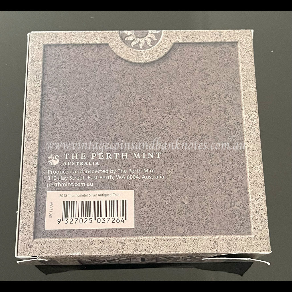 2018 $2 2 oz Antique Silver Thermometer Tuvalu Proof Coin
