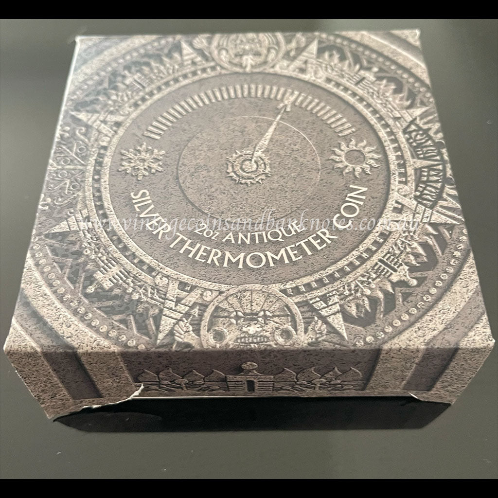 2018 $2 2 oz Antique Silver Thermometer Tuvalu Proof Coin