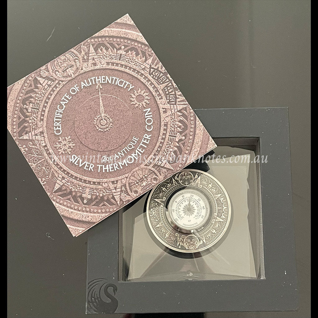 2018 $2 2 oz Antique Silver Thermometer Tuvalu Proof Coin