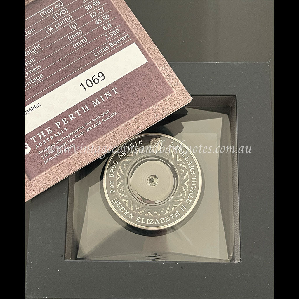 2018 $2 2 oz Antique Silver Thermometer Tuvalu Proof Coin
