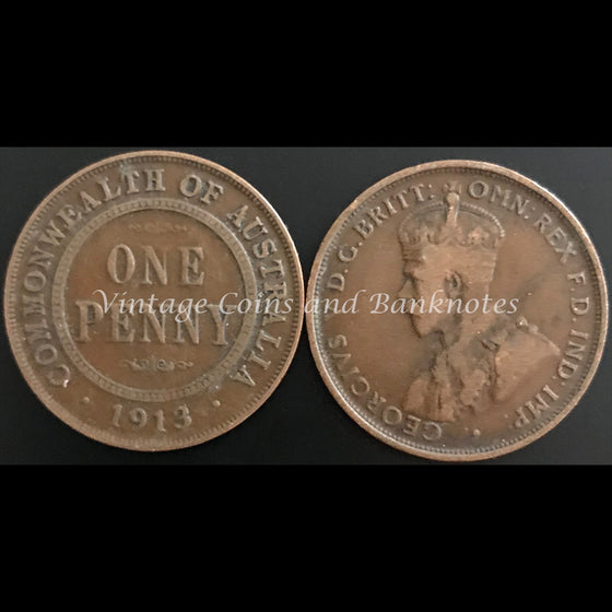 1913 Penny George V FINE+