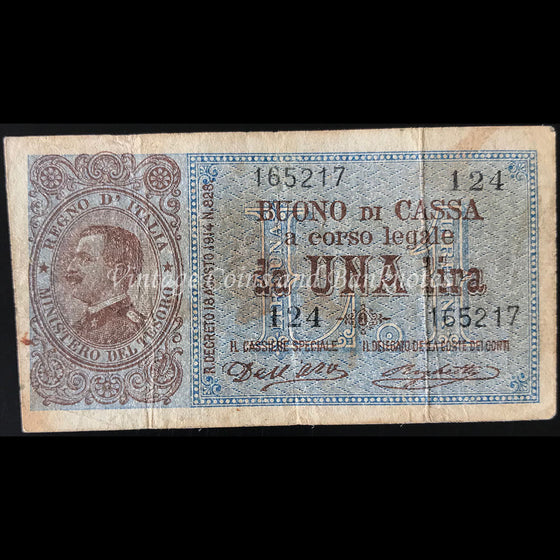Italy 1914 1 Lira VF - Regno D'Italia