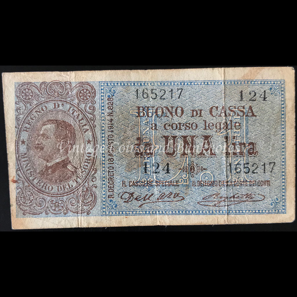 Italy 1914 1 Lira VF - Regno D'Italia